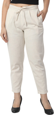 Neelo Kurti Regular Fit Women Cream Trousers