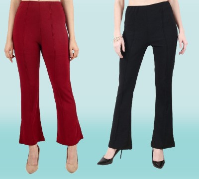 GLAMHOOD Regular Fit Women Maroon Trousers