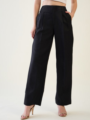AAYU Comfort Fit Women Black Trousers