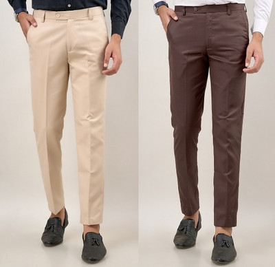 VXnine Regular Fit Men Beige, Grey Trousers