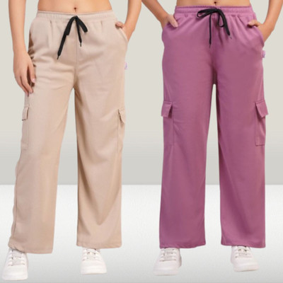 Knitgarments Regular Fit Women Beige, Pink Trousers