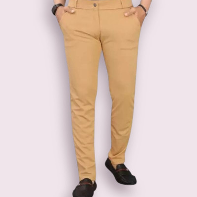 ISUEL FAB Slim Fit Men Gold Trousers