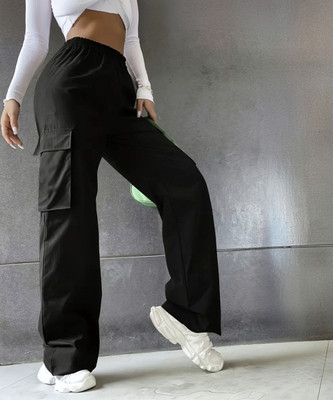 PERFETTE WOLLO Relaxed Women Black Trousers