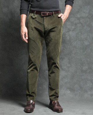 RARE RABBIT Regular Fit Men Dark Green Trousers