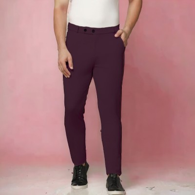 Vamikalifestyle Slim Fit Men Maroon Trousers