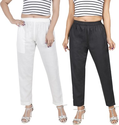 Phase of Trend Regular Fit Women White, Black Trousers