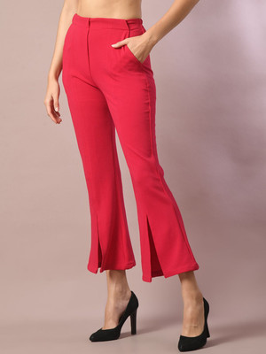 Dressberry Flared Women Pink Trousers