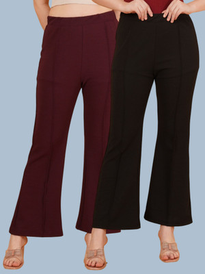 Kintu Parantu Regular Fit Women Maroon, Black Trousers