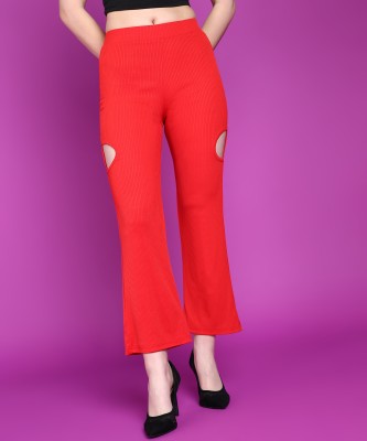 POPWINGS Relaxed Women Red Trousers