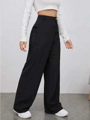 DIMPY GARMENTS Straight Fit Women Black Trousers