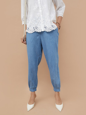 Colour Me by Melange Regular Fit Women Blue Trousers
