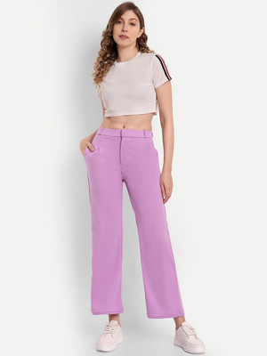 Broadstar Loose Fit Women Purple Trousers