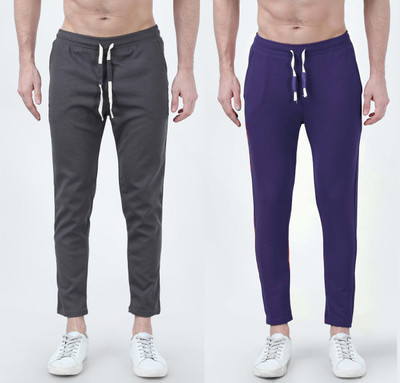 clothjunction Solid Men Light Blue, Black Track Pants