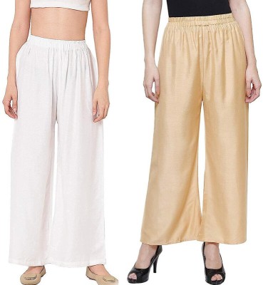 Qeheem Regular Fit Women White, Gold Trousers