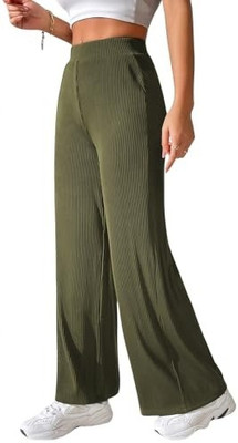R Cube Regular Fit Women Dark Green Trousers