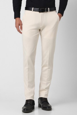 PETER ENGLAND Slim Fit Men Cream Trousers