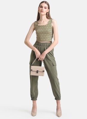 KAZO Regular Fit Women Green Trousers