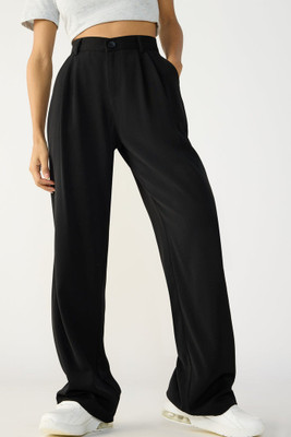 PERISFASHION Straight Fit Women Black Trousers