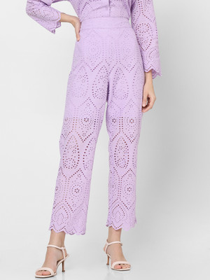 VERO MODA Slim Fit Women Purple Trousers