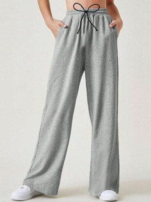 CLOTHINK India Regular Fit Women Grey Trousers