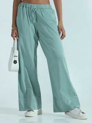 SHOWOFFFF Straight Fit Women Green Trousers