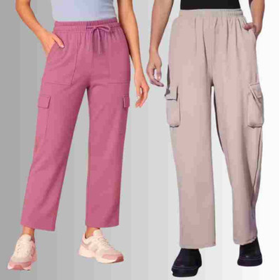 Alika Loose Fit Girls Pink, Grey Trousers