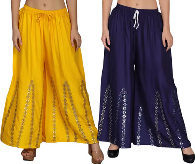 SMASUMM Comfort Fit Women Yellow, Dark Blue Trousers
