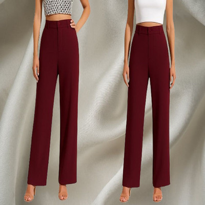 KARIMA INETERNATIONAL Regular Fit Women Maroon, Black Trousers