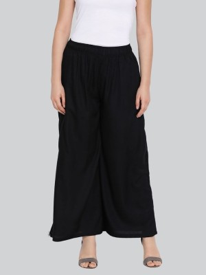 N K FASHION Flared Women Black Trousers