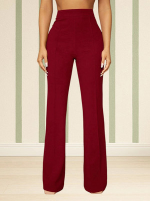 nitafashion Comfort Fit, Regular Fit Women Maroon Trousers