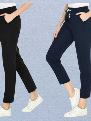 Retailmart Straight Fit Women Black, Blue Trousers