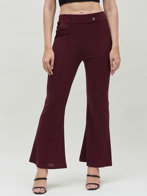 BITTERLIME Skinny Fit Women Maroon Trousers