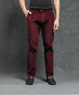 RARE RABBIT Regular Fit Men Maroon Trousers