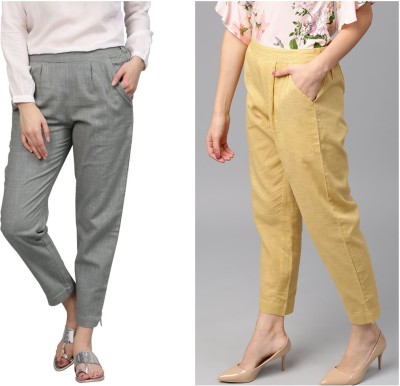 SEZNILA Regular Fit Women Grey, Yellow Trousers