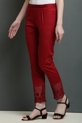 Aasma Creatives Regular Fit Women Maroon Trousers
