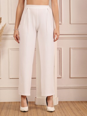 AAYU Flared Women White Trousers