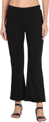CLOTHINK India Flared Women Black Trousers