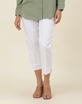 Fabindia Slim Fit Women White Trousers