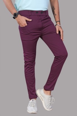 JSGARMENT Regular Fit Men Purple Trousers