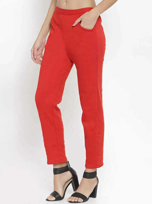 SBJK Straight Fit Women Red Trousers