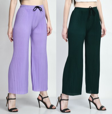 GLADLY Regular Fit Women Purple, Green Trousers