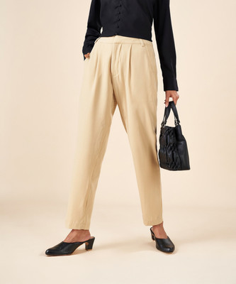 YU by Pantaloons Regular Fit Women Beige Trousers