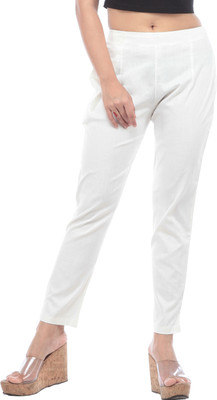 TRUELADY Regular Fit Women Cream Trousers