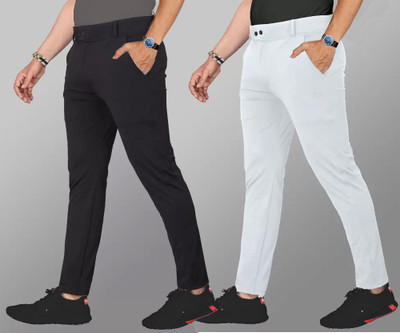 A1 SQUARE Regular Fit Men Black, Grey Trousers