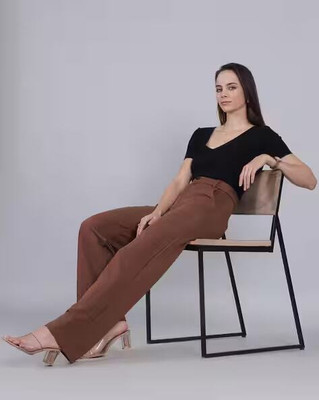 Avyola Straight Fit Women Brown Trousers