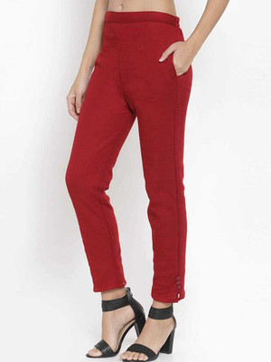 SBJK Straight Fit Women Maroon Trousers