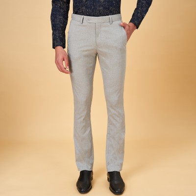 Peregrine by Pantaloons Slim Fit Men Grey Trousers