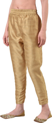 FLOREOS Regular Fit Women Gold Trousers