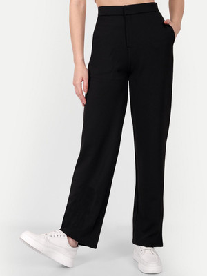 Broadstar Straight Fit Women Black Trousers
