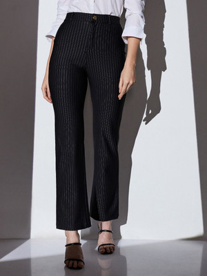 Globus Straight Fit Women Black, White Trousers